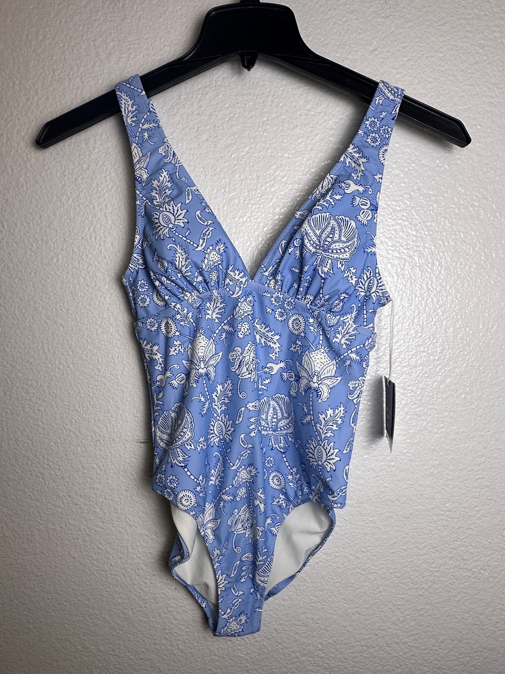 Roller Rabbit Women's One Piece Swimsuit Blue/White Floral Lined XS NWT